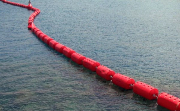 Floating security barrier docks supplies and installation for open seas, high waves, dams