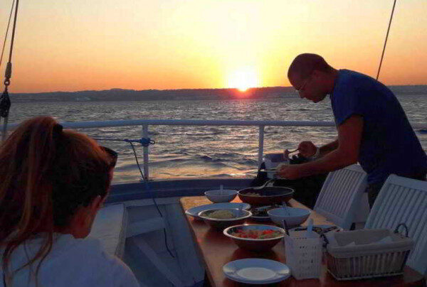 Sunset Charter with a Lovely Wooden Yacht in Rodos, Greece 