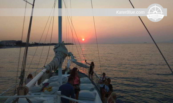 Sunset Charter with a Lovely Wooden Yacht in Rodos, Greece 