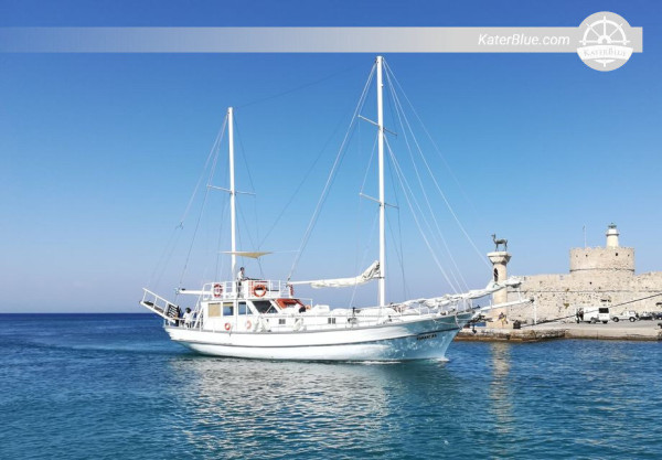 Sunset Charter with a Lovely Wooden Yacht in Rodos, Greece 