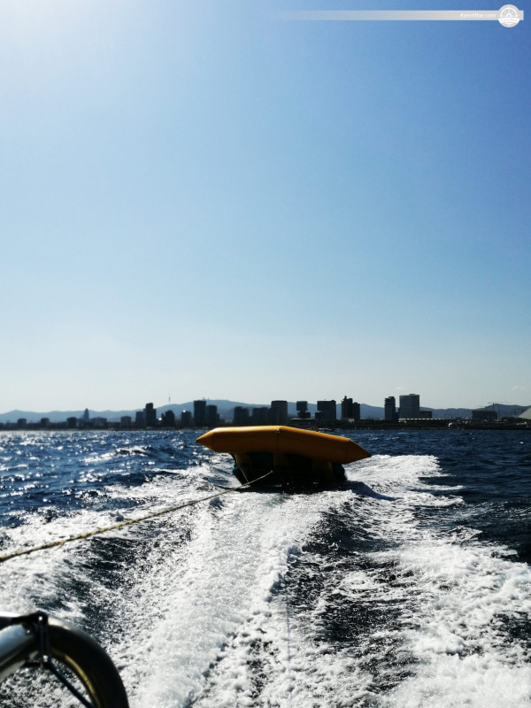 Experience the sensation of gliding and flying above the water in Barcelona, Spain