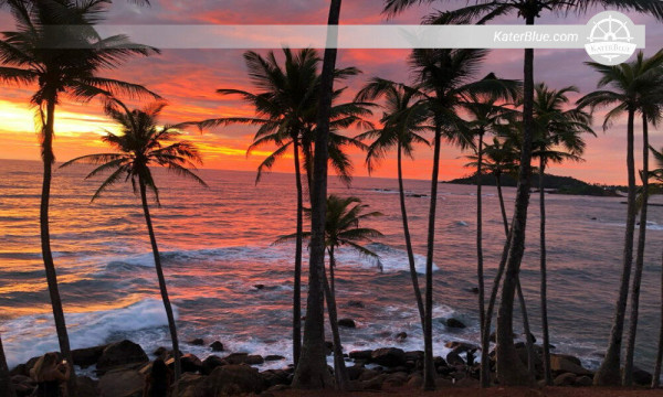 Erleben Sie den wunderschönen Sonnenuntergang in Mirissa, Sri Lanka.