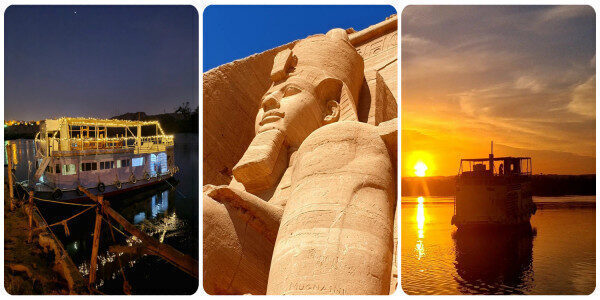 Mısır'ın Aswan kentinde Nil Nehri boyunca yapılan yelkenli turu ve nehirdeki önemli noktalar.