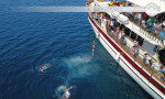 Beautiful Lagoon cruise swimming and diving Ouranoupoli-Greece