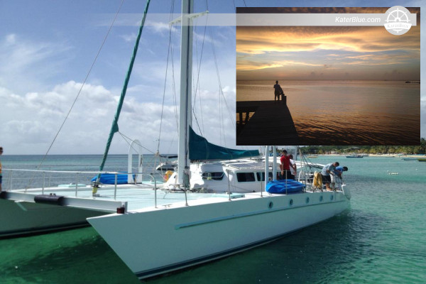 Skippered catamaran evening voyage offer Roatan Honduras