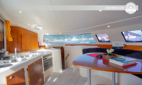 42ft catamaran skippered night sailing offer Gocek Turkey