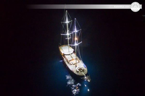 Wooden gulet overnight sail Kedrae-Island Bodrum Turkey