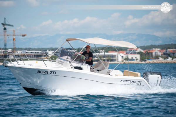 Motor Boat Focus-21 Sundeck Skippered Day Charter, Zadar. Croatia