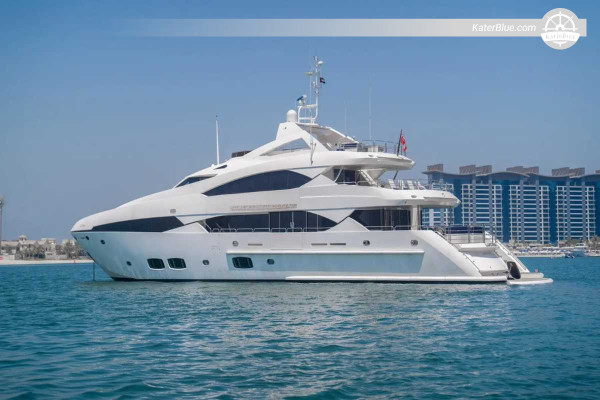 Skippered Weekly Charter on Sunseeker 131 ft – Coastal Wonders & Island Escape – Dubai Marina to Palm Jumeirah, Bluewaters, Sir Bani Yas, Abu Dhabi Corniche, Yas Island & The World Islands