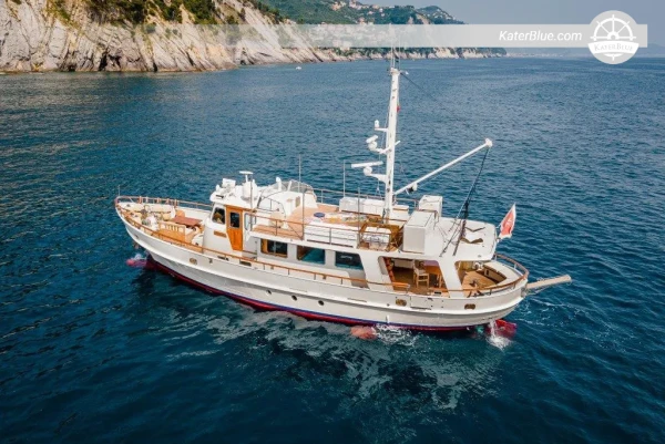 1981 Vripack Doggersbank 20 21.06m Steel Displacement Yacht for Sale in Genova – Long Range 3,500nm, 4 Cabins