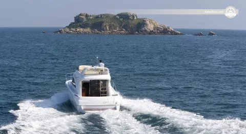 Beneteau Antares 36 Flybridge Motor Yacht Charter from St Helier, Jersey - Skippered South Coast Cruise, Les Minquiers, Les Ecrehous or Full-Day Channel Islands Trips-8 Guests